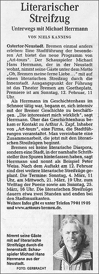 ArthurP. Zapf - ARTtours-Bremen - Weser-Kurier